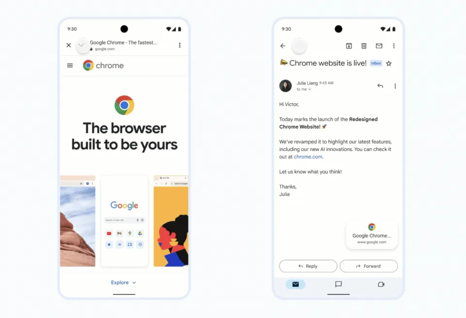 Google با به حداقل رساندن برگه‌های Chrome درون برنامه، انجام چند کار را آسان‌تر می‌کند