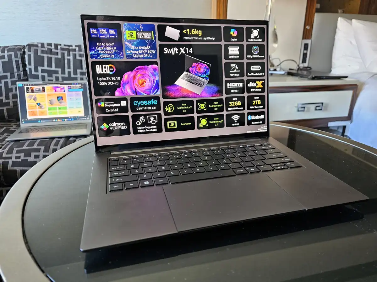 AMD یا اینتل؟ ایسر Swift X 14 هر دو را به همراه GeForce RTX 4050 ارائه میدهد. 1 AMD یا اینتل؟ ایسر Swift X 14 هر دو را به همراه GeForce RTX 4050 ارائه میدهد.