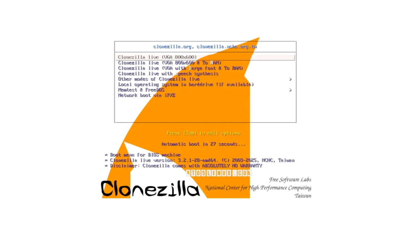 Clonezilla Live 3.2.1-28 مبتنی بر اوبونتو 25.04 و هسته لینوکس 6.14 منتشر شد.