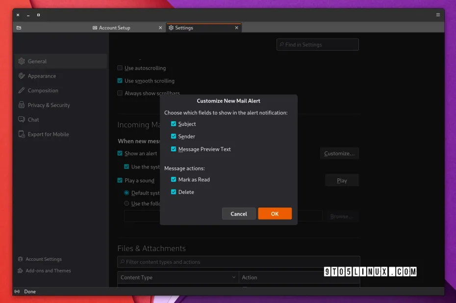 Thunderbird 139 قابلیت‌های علامت‌گذاری به عنوان خوانده شده و حذف را به اعلان‌های ایمیل اضافه می‌کند.