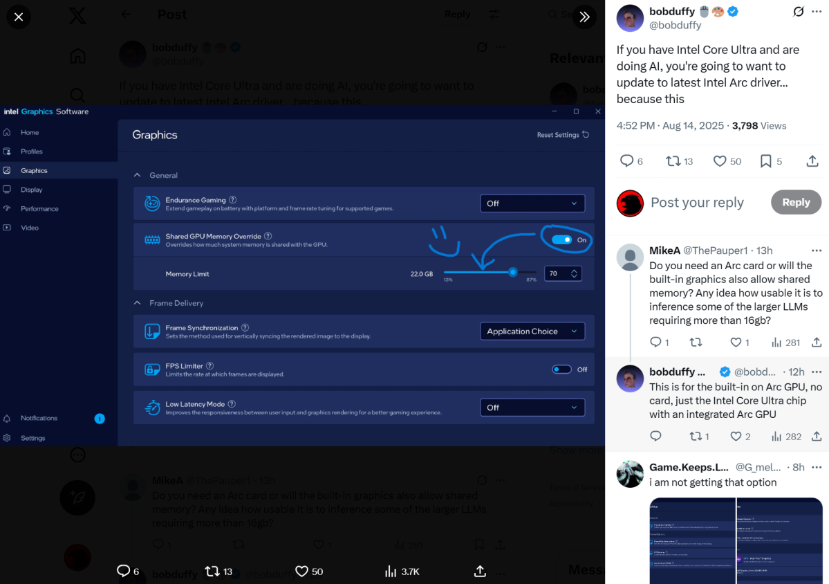 گزینه جدید VRAM قابل تنظیم اینتل به لپ‌تاپ‌های Core یک تقویت‌کننده هوش مصنوعی می‌دهد.