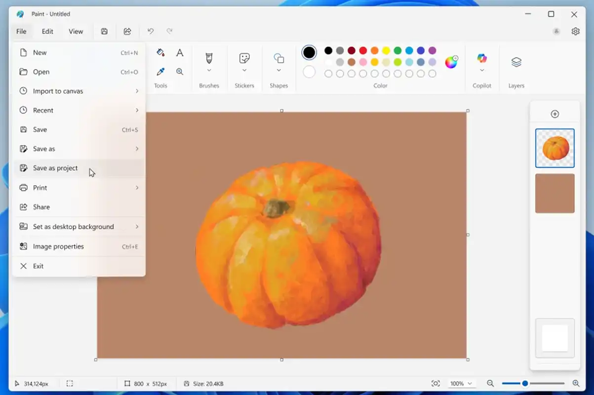 مایکروسافت پینت (Microsoft Paint) بالاخره به فایل‌های پروژه‌ با لایه‌های ذخیره‌شده مجهز می‌شود.