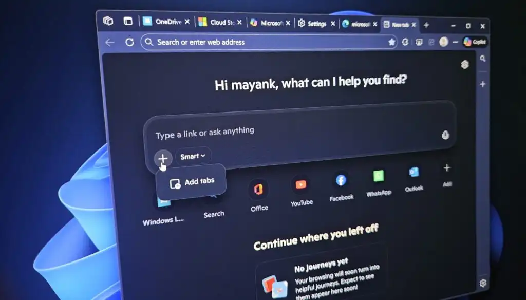 تستهای مایکروسافت اِج در ویندوز 11، ارسال تبها (برگهها) به کوپایلوت را آزمایش میکنند، قابلیتی هوش مصنوعی که به 7 روز سابقه مرور نیاز دارد. تستهای مایکروسافت اِج در ویندوز 11، ارسال تبها (برگهها) به کوپایلوت را آزمایش میکنند، قابلیتی هوش مصنوعی که به 7 روز سابقه مرور نیاز دارد.