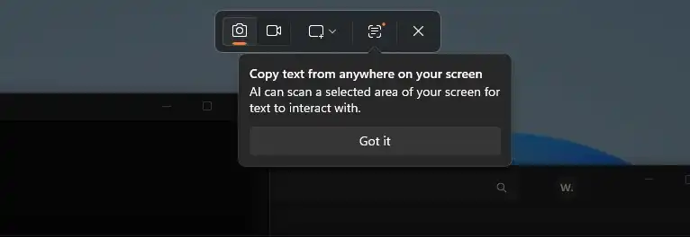 قابلیت هوش مصنوعی ویندوز 11 که به شما امکان می‌دهد متون را از روی صفحه، تصاویر یا فایل‌های PDF کپی کنید، در حال انتشار است.