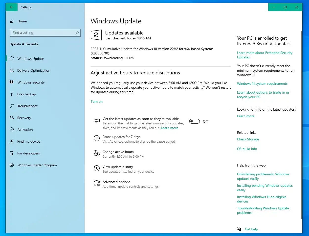 بهروزرسانی ESU ویندوز 10 با کد KB5068781 منتشر شد، لینکهای دانلود مستقیم برای نصبکننده آفلاین (.msu) 1 بهروزرسانی ESU ویندوز 10 با کد KB5068781 منتشر شد، لینکهای دانلود مستقیم برای نصبکننده آفلاین (.msu)