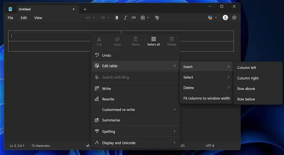 ویندوز 11 نوت‌پد اکنون به شما این امکان را می‌دهد که جدول‌هایی شبیه به مایکروسافت ورد ایجاد کنید، و این قابلیت رایگان است.